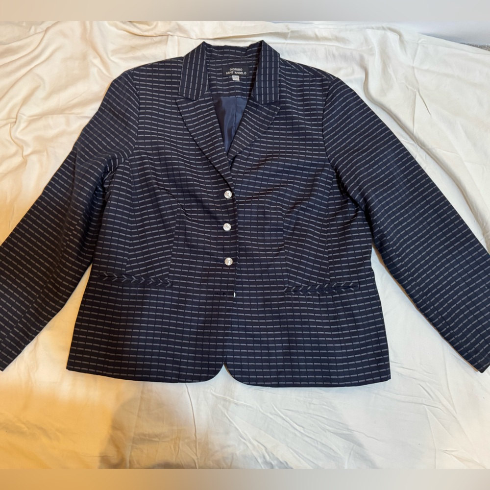 Giorgio Sant’Angelo Navy Textured 2pc Skirt Suit 16W